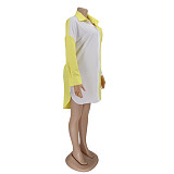 Contrast Color Patchwork Lapel Casual Shirt Dresses HANI-031