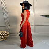 Solid Sleeveless Tank Tops Wide Leg Pants 2PCS Set FSX-328
