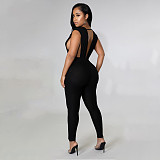 Deep V Neck Sleeveless Sheath Lace Up Jumpsuit YNS-1698