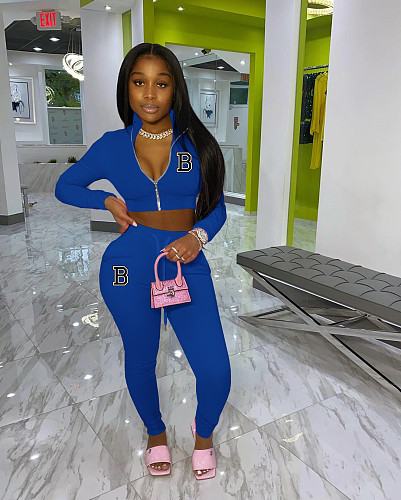 Long Sleeve Jacket Crop Tops Leggings Tracksuit XING-152