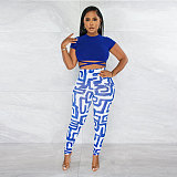 Short Sleeve Lace Up Crop Top Leggings Matching Sets NY-7268