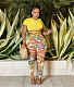 Short Sleeve Lace Up Crop Top Leggings Matching Sets NY-7268