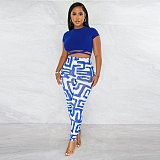 Short Sleeve Lace Up Crop Top Leggings Matching Sets NY-7268