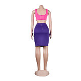Sleeveless Crop Tops+Slim Fit Skirt 2pcs Outfits NY-7270