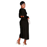Long Sleeves Bandage Crop Top Slit Skirts 2 Pieces Set YF-10225