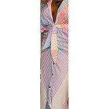 Single Breasted Patchwork Stripe Print Shirt Dress ZAND-31228