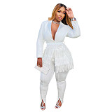 Office Lady Long Sleeve Tassel Blazer+Pants Sets YF-10228
