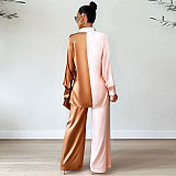 Chic Patchwork Shirt Loose Straight Pants 2 Pieces Set MA-517