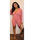Ruched Stacked Long Sleeve Deep V Bodyon Rompers BN-835