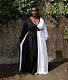 V Neck Color Contrast Plus Size Maxi Dresses TB-5532