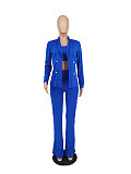 Office Lady Blazer Solid Jacket 3 Piece Pants Set ZAND-31229