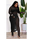 Sheer Mesh Long Sleeve Jumpsuit Cover Up Skirt Sets ASL-6596
