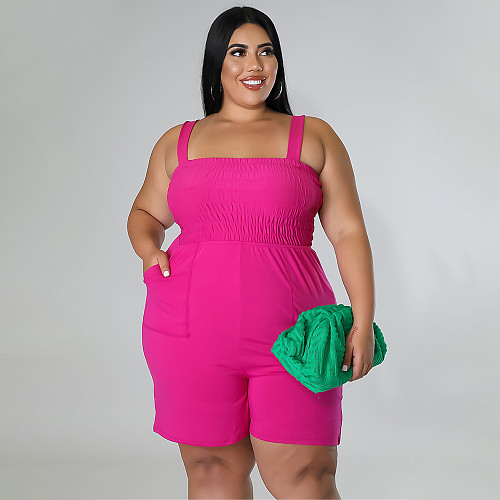 Casual Sleeveless with Pocket Stretchy Chest Rompers NNWY-7535
