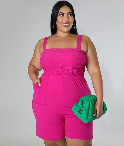 Casual Sleeveless with Pocket Stretchy Chest Rompers NNWY-7535