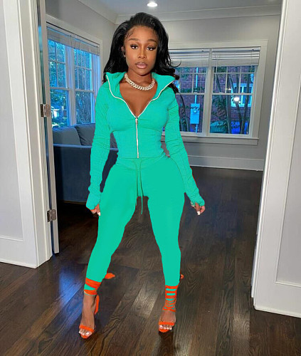 Sportswear Long Sleeve Jacket Pencil Pants Set YIM-269