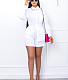 Long Sleeve Button Down Shirts Shorts Set 2 Pcs WY-6901