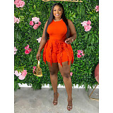 Chic Sleeveless Tank Tops Fringed Tassels Shorts Set MDF-5330