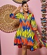Streetwear Loose Printed Long Sleeve Irregular Shirt Dress MUX-6115