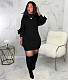 Black O Neck Ruffles Long Sleeve Casual Dresses LSD-8511