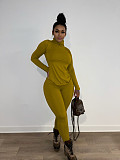 Solid Turtleneck Long Sleeve Shirt Jogging Pants Suit ANDI-1396