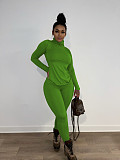 Solid Turtleneck Long Sleeve Shirt Jogging Pants Suit ANDI-1396