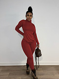 Solid Turtleneck Long Sleeve Shirt Jogging Pants Suit ANDI-1396