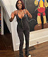 Cleavage Lace Up Zipper Halter Backless Jumpsuits BANT-6464