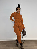 Solid Turtleneck Long Sleeve Shirt Jogging Pants Suit ANDI-1396