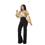 Elegant Turn Down Collar All Over Print Blouse Shirts WSM-5331