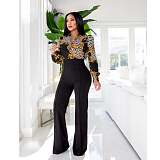Elegant Turn Down Collar All Over Print Blouse Shirts WSM-5331