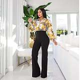 Elegant Turn Down Collar All Over Print Blouse Shirts WSM-5331