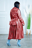 Chic Print Blazer Coat+Straps High Slit Dress 2 Piece Set TK-6252