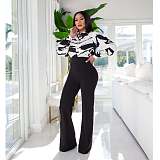 Elegant Turn Down Collar All Over Print Blouse Shirts WSM-5331