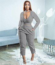 Plus Size T-Shirts Crop Tops Pencil Pants Two Piece Set WSY-5950