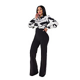 Elegant Turn Down Collar All Over Print Blouse Shirts WSM-5331