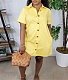Short Sleeve Single-breasted Loose Casual Shirt Dress MK-3126