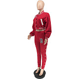 Baseball Jacket Pencil Pants Active Sweatsuit WSY-5951