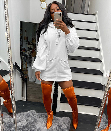 Zipper Stitching Loose Long Sleeve Hooded Sweatshirt ANDI-1405