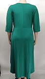 5XL Plus Size 3/4 Sleeve High Waist Asymmetric Dress XMY-9382