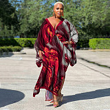 Casual Silk Loose Fitting V Neck Long Maxi Dresses YF-10248