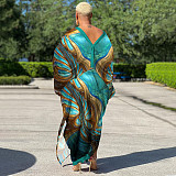 Casual Silk Loose Fitting V Neck Long Maxi Dresses YF-10248
