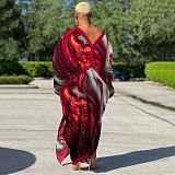 Casual Silk Loose Fitting V Neck Long Maxi Dresses YF-10248