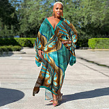 Casual Silk Loose Fitting V Neck Long Maxi Dresses YF-10248