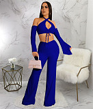 Off Shoulder Halter Neck Crop Tops 2 Piece Pants Set YF-10241