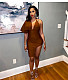 Sexy One Shoulder Deep V Irregular Party Dresses YIM-275