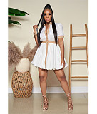 Short Sleeve Lapel Single-breasted Shirt Dresses DY-6917