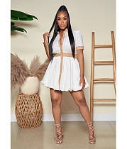 Short Sleeve Lapel Single-breasted Shirt Dresses DY-6917