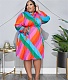 Striped Loose Long Sleeve Lace Up Plus Size Dresses OSS-22507