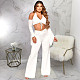 Off Shoulder Halter Neck Crop Tops 2 Piece Pants Set YF-10241