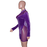 Clubwear Mesh Patchwork Long Sleeve Romper SH-390396